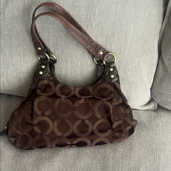 Coach Maggie Madison Op Art Brown Shoulder Bag - Picture 5 of 13